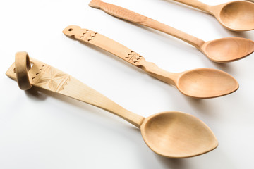 Assortment of wooden spoons.