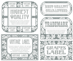 Vector vintage style labels with grapes for decoration and desig
