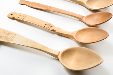 Assortment of wooden spoons.