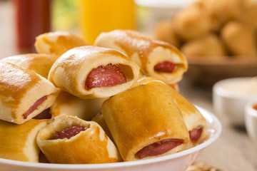 Sausage baked snacks. Brazilian snacks.