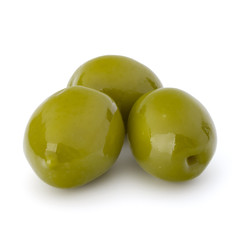 Green olives fruits isolated on white background cutout