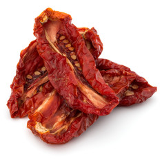 Dried tomatoes isolated on white background cutout
