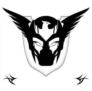 Winged Black Mask over the shield
