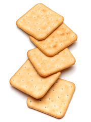 Dry cracker cookies isolated on white background cutout