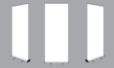 Set of Blank isolated vector roll up banners display mockup