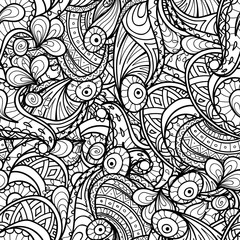 Sewing fabric with Vector doodle seamless pattern. Coloring book for ...
