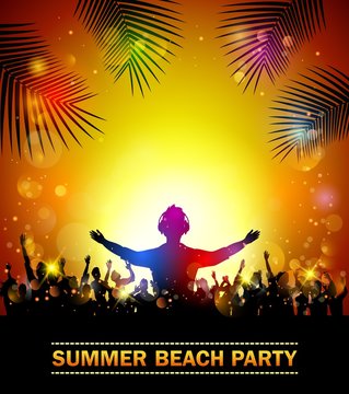 Summer beach party with dance silhouettes