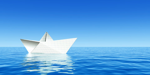 Obraz premium papers boat on the sea