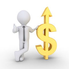 Businessman with rising dollar