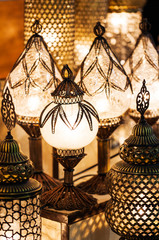 turkish traditional lamp with colorful lanterns in the Grand Baz