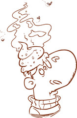 vector illustration of a poop head