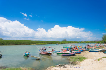 Fototapeta na wymiar Fishing boats from Prachuap province of Thailand