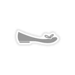 stylish paper sticker on white background women's shoe