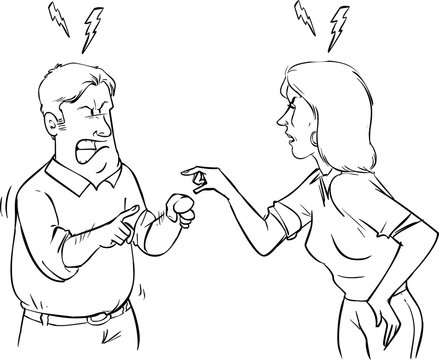 vector illustration of a husband and wife arguing