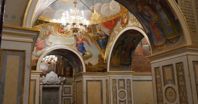 under archs of the church - The Views Inside The Great Church of The Assumption of the Blessed Virgin Mary of Kiev Pechersk Lavra in Kiev, Ukraine.