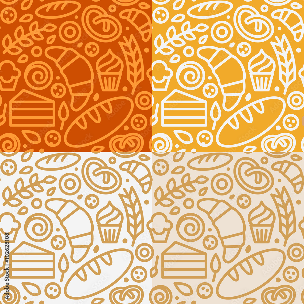 Poster Vector set of seamless patterns