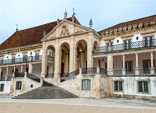 Main entrance of the Coimbra University - a famous and the oldest european university. Portugal