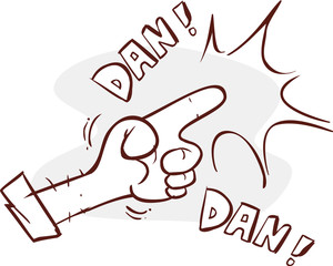 Human hand making a gun gesture. Conceptual stylish illustration