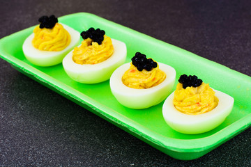 Tasty Stuffed Eggs with Pomegranate