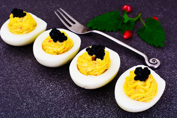 Tasty Stuffed Eggs with Pomegranate