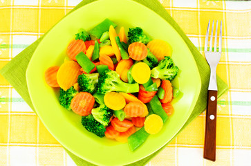 Steamed Vegetables Potatoes, Carrots, Corn, Green Beans, Onion