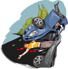 vector illustration of a road accident