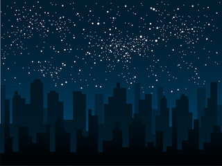 Vector silhouette of the city. Star sky. Eps 10.