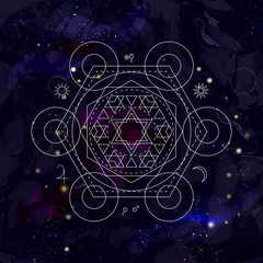 Abstract mystical geometry symbol. Linear alchemy, occult, philosophical sign.