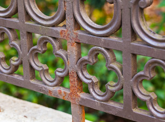 Carved iron fence.