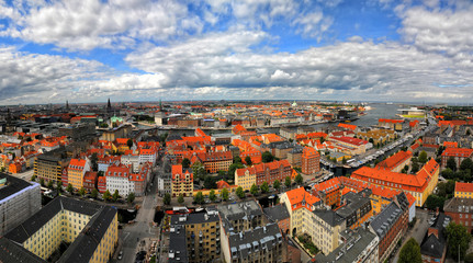 Fototapeta na wymiar Panorama aerial view of Copenhagen, Denmark