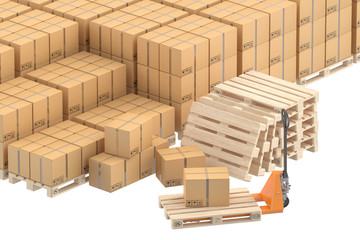 Cardboard boxes with hand truck