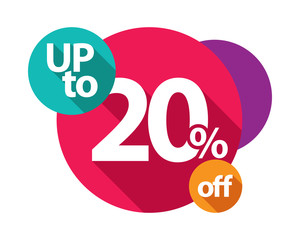 up to 20% discount logo colorful circles