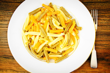 Coloured Pasta with Grated Parmesan