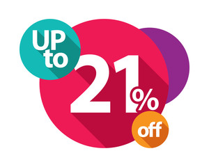 up to 21% discount logo colorful circles