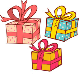 Vector illustration of a  rcolored gift packages