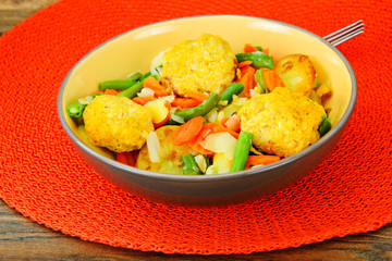 Steamed Vegetables Potatoes, Carrots, Corn, Green Beans, Onion a