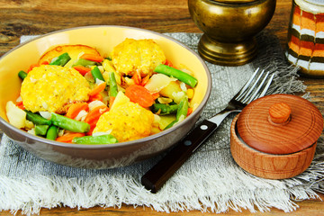 Steamed Vegetables Potatoes, Carrots, Corn, Green Beans, Onion a