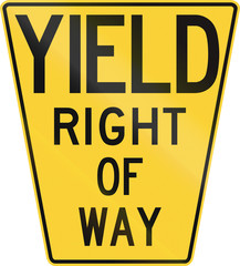 Original version of the Yield Sign in the United States with the keystone shape as it first appeared in 1952