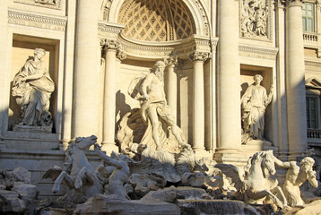 ROME, ITALY - DECEMBER 20, 2012: Sculptures of the famous Trevi Fountain in Rome, Italy
