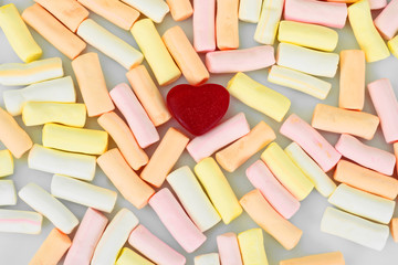 Sweets - Marshmallow and Fruit Jelly Hearts.