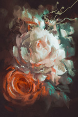 Fototapeta premium bouquet of roses with oil painting style