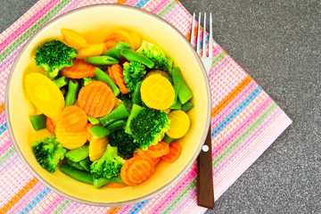 Steamed Vegetables Potatoes, Carrots, Corn, Green Beans, Onion