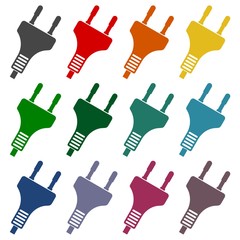 Electric plug sign icons set