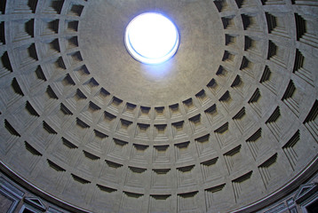 ROME, ITALY - DECEMBER 20, 2012:  Dome of Rome Pantheon with oculus. Rome, Italy