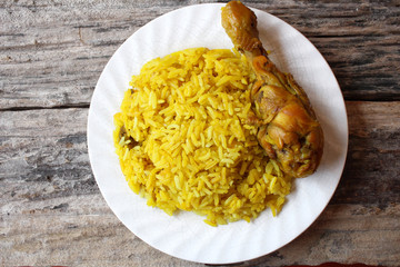 Chicken biryani with rice indian food