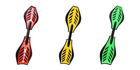 Set of colored skateboards isolated