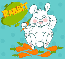 Obraz na płótnie Canvas vector illustration of a cute rabbits eat carrots