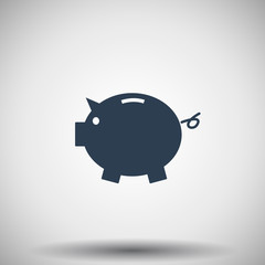 Flat black Piggy Bank icon
