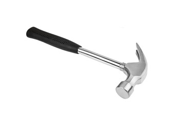 Steel hammer on white