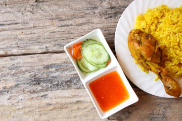 Chicken biryani with rice indian food